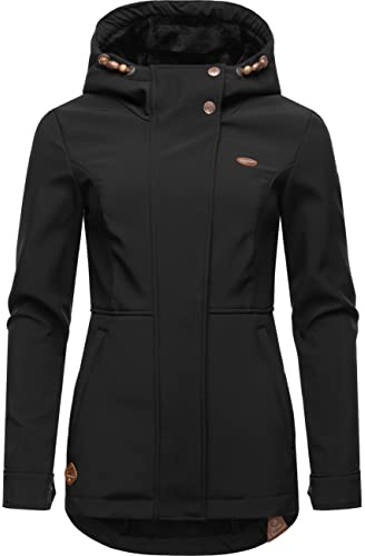 Ragwear Damen Sotfshelljacke Übergangsjacke mit Teddyfleece-Kapuze Yba Intl Black22 Gr. 5XL