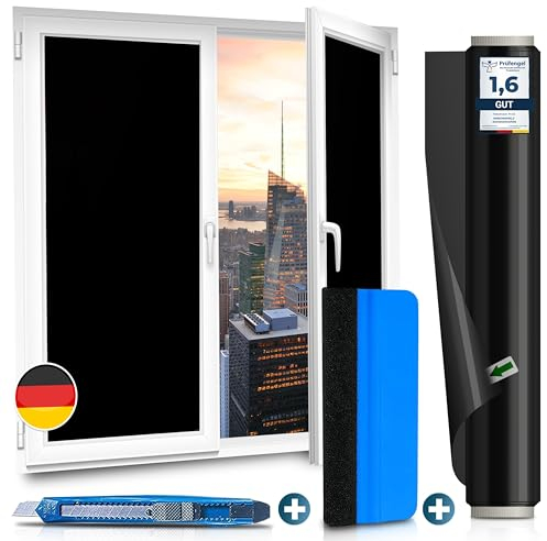 WindowShield® Abdunklungsfolie | Video-Anleitung | Sichtschutz Fenster | selbsthaftende Fensterbilder | Folie selbstklebend | Isolierfolie Kälteschutz | 44,5 x 200 cm