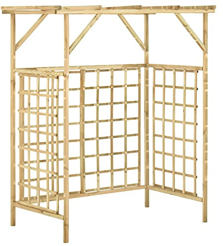 Homgoday Pérgola de jardín para contenedores dobles de madera de pino impregnada, muebles para casa, interior, exterior, salón, dormitorio