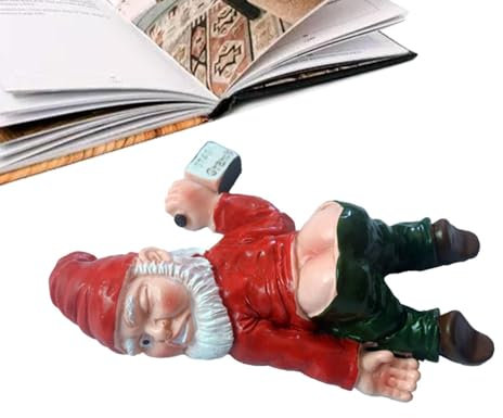 Samuliy Drunken Gnomes Ornament Decor – Gartenstatue des betrunkenen Zwergs liegend | Frech betrunkener Gartenzwerg liegend Figur für Rasen Outdoor Terrasse