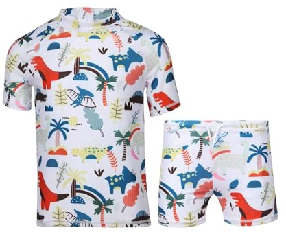 A2Z 4 barn Pojkar Badkläder Tvådelad topp och badbyxor Shorts Set Baddräkt - SW Set 873 Jurassic 9-10
