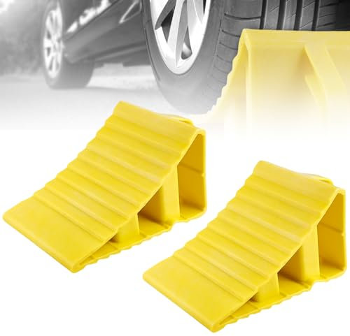 SUNOYA 2 Pièces Cale Roue de Voiture, Cale Roue Caoutchouc, Cale pour Remorque, Pneus Slip Stopper, Antidérapant VéHicule Camion Roue Pneu Cale Stop, Bloc pour Tire Stopper for Car Truck Trailer