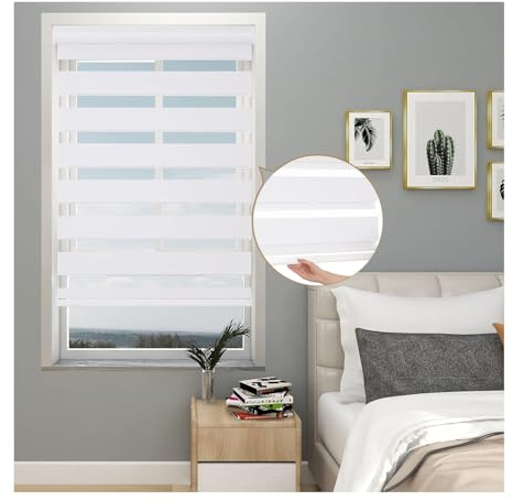 Schnurlose Zebra-Jalousien mit zweilagigen Rollschirmen, durchscheinend und Privatsphäre für Fenster, isolierte Jalousien, Thermo-Fenstervorhänge, für Wohnzimmer, Büro (Size : W115xH280cm/W45.27xH110