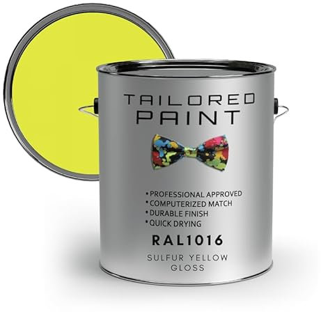 Tailored Paint uPVC Window & Door 1K Paint Brush or Spray On - Satin Finish - RAL1016, Sulfur Yellow Gloss - 500ml Tin