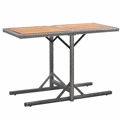 Tidyard Gartentisch Beistelltisch Gartenmöbel Tisch Balkontisch Loungetisch Couchtisch Kaffeetisch Terrassentisch Garten-Esstisch Buffettisch Campingtisch Anthrazit Poly Rattan und Massivholz Akazie