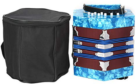 Portable Professional Concertina Accordion, Ideal Musical Instrument Supplies for Adults and Children with Carrying Bag Included (Sky Blue)