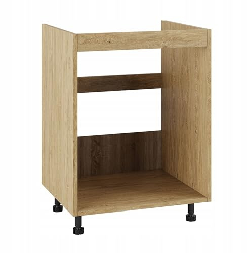 Laclar Unterschrank 60/82 für Spüle - robust mit verstellbaren Füßen - vorgebohrten Löchern für Blum/GTV Schubladen - ideal für Küchenaufbewahrung - einfacher Selbstaufbau (Steineiche)
