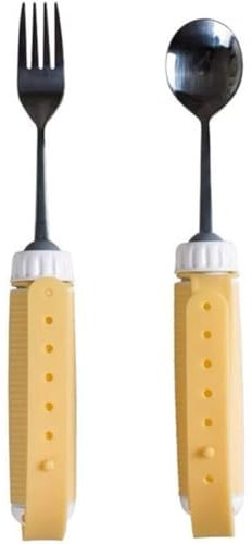 JHNGYJY Cubiertos Adaptativos con Cuchara y Tenedor Giratorios 360º - Herramientas Ajustables para Ancianos y Discapacitados Movilidad Limitada, Set of 2
