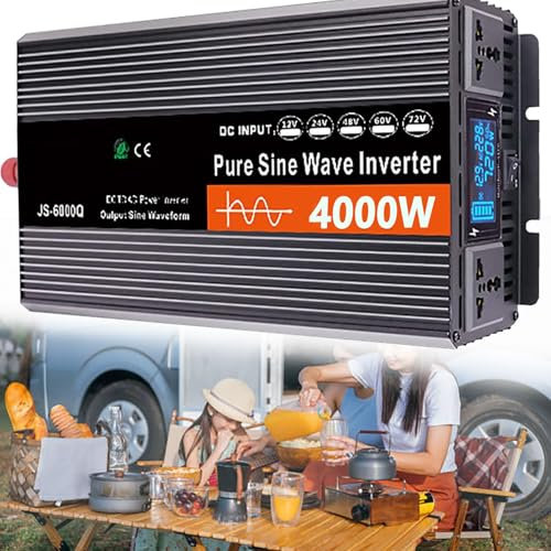 Dfdieratve Convertitore da DC a AC da 4000 W, Adattatore Inverter per Auto da 12-60V a 110/220V, Trasformatore di Alimentazione per Dispositivi per Auto, per Viaggi su Strada con Laptop,24V