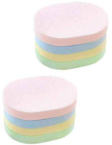 TOVINANNA Thickened Sponge Random Color Face Cleaning Sponges 8pcs for Makeup Removal and Facial Cleaning Lightweight Round Facial Washing Pads Suitable for Daily Skincare Routine