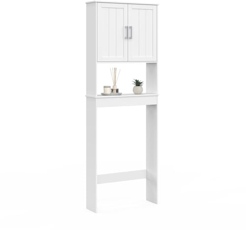 IDMarket - Meuble étagère Dessus WC Waldo Placard Bois Blanc
