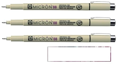 Pigma Micron Sakura 08 Schwarz, 3 Stück und 1 Karte