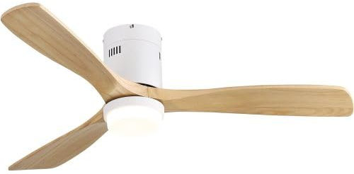 ComfortXL Ventilatore da soffitto 132 cm con telecomando motore DC reversibile 6 velocità 3 pale in legno massello luce LED integrata per soggiorno camera da letto bianco