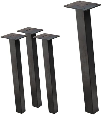 ML-Design 4er Set Tischbeine schräg H42 cm, Industrial, Möbelfüße aus Metall, Tischfüße mit 96° Neigung, aus pulverbeschichtetem Stahl, Profil 4x4 cm, I-Form, Möbelbeine für Couchtisch und Sitzbank