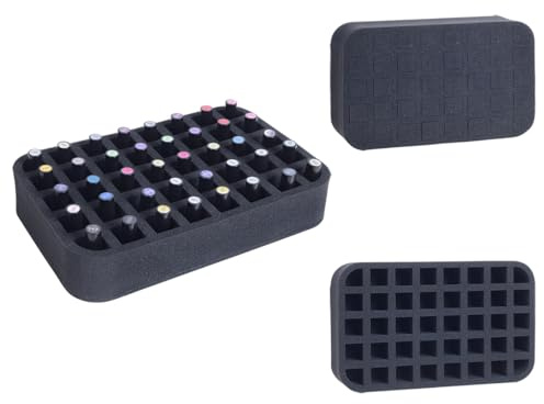 YAHOURWAT Organizer per smalti, in schiuma, con scomparti per riporre 40 bottiglie (15 ml/0,5 fl.oz) vassoio per smalto o olio essenziale per cassetti, nero