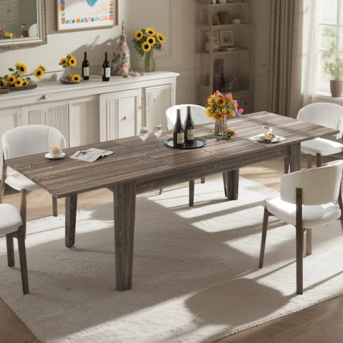 VICBARLEY Extendable Dining Table for 6-10 People,70.87''-106.3''Modern Space-Saving Wood Kitchen Table,Rectangle Folding Conference Meeting Table for Living Meeting Room Kitchen,Black Oak