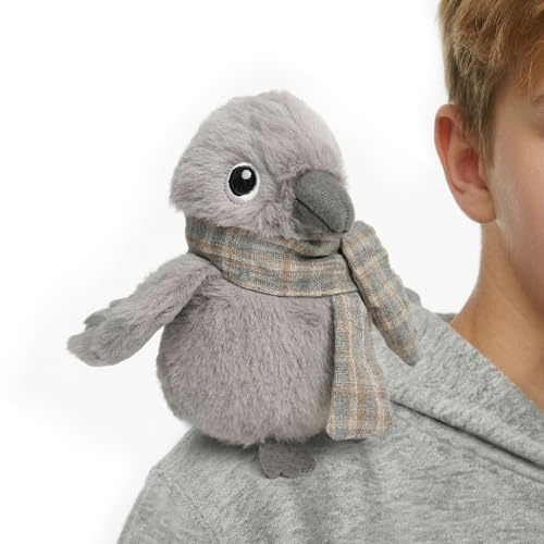 SHLEHUITD 5 Gray Crow Plush Shoulder Toy with Magnet, Raven Stuffed Animal Bird Decor, Standing Shoulder Crow with Scarf, Cute Pendant Gift for Kids & Friends