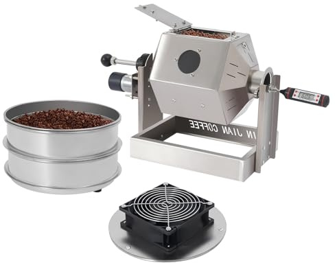 Tostatrice per caffè Commerciale con refrigeratore per caffè, 9,4 * 7,1 * 10 Pollici, tostatrice a Tamburo, tostatrice a Gas da 3,8 l, con regolatore di velocità del refrigeratore e 2
