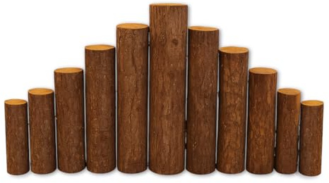 Paluplus Staccionata con Tronchi in Legno per Albero di Natale, Misura 46x5x27 cm, Recinto con 11 tronchetti di diverse altezze, Steccato Decorativo per Base Albero e Addobbi Natalizi -197C -1,7