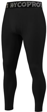 HYCOPROT Herr kompressionsbyxor tights atletiska snabbtorkande leggings prestanda träning baslager träningsbyxor underbyxor för basket löpning sport och yoga, svart, M
