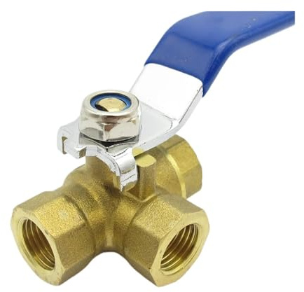 1/4 3/8 1/2 3/4 1 Female Thread Full Port T-Port Three Way Brass Ball Valve Connector Adapter for Water Oil Air Gas(3/8)