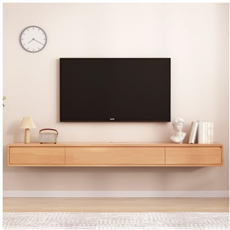 Mensola per TV sospesa con 2 cassetti, moderna console multimediale centrale per soggiorno e camera da letto, 160 cm