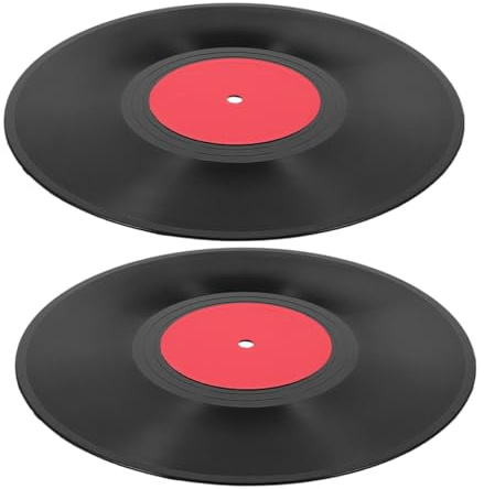 SHINEOFI Dischi in Vinile Decorativi Vintage in Plastica Nera 2 Pezzi, Decorazione da Parete Retrò per Caffè o Festa Musicale, Facile Installazione senza Deformazioni