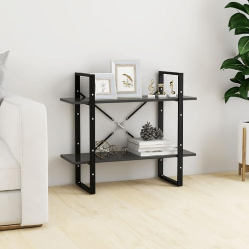 Aufsatzregal Aufbewahrungsschrank,Bücherregal 2 Fächer Grau 80x30x70 cm Holzwerkstoff,Aktenregal für Wohnzimmer,Schlafzimmer,Büro,Kinderzimmer