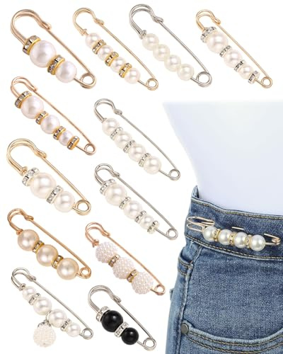 MYGLOAR 12 Stück Anstecknadeln, Broschen, Perlenbroschen, Sicherheitsnadeln zum Valentinstag - Perlennadeln als Deko, Geschenk und Partyzubehör, anstecker pin,weihnachtsbrosche,sicherheitsnadeln groß