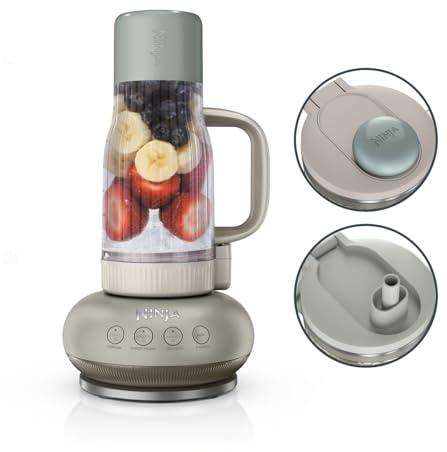Ninja BlendBoss Mixer mit tragbarem Becher, Stein DB351EUST | Mixgerät mit abnehmbarem Reisebecher, 3 voreingestellte Auto-Modi