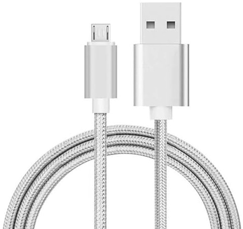iTechCover Braided USB Cable Charging Cord/Charger Power Lead Wire Compatible with iTechCover� USB-A 2.0 to Micro USB 5V 2A Charger Power Cable Adaptor Lead/White / (2m / 6.6ft)