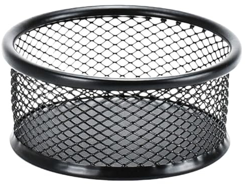 MINAOLULUS Boîte de Rangement en Maille pour Trombones 1 Pièce, Support Multifonctionnel pour Bureau, Panier Distributeur pour Accessoires de Papeterie, Noir, Métal Résistant, pour Organiser