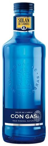 Solán de Cabras Sparkling Natural Mineral Water, Carbonated, Glass Bottle, pack 12