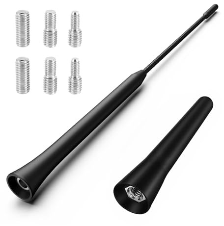 Tokaneit Antena de Coche 6.5cm + 23.5cm Antena Universal de Repuesto de Coche,con Recepción FM/Am,con 6 Piezas Adaptador de 4 mm,5 mm y6 mm,para Coches,SUV,Camiones,Furgonetas,Recepción de Señal
