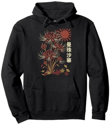Giglio Ragno Rosso Fiore Giapponese Fiore Felpa con Cappuccio