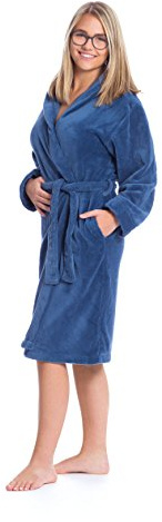 ZOLLNER Bademantel für Kinder und Jugendliche, unisex, Mikrofaser, Gr. 152, blau