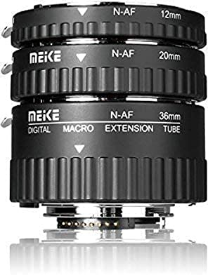 Meike MK-N-AF1-A Lente Macro electrónica con autofoco, extensión con Adaptador para cámaras Nikon DSLR Nikkor AF, AF-S, D, G y VR Lente cámaras de la serieD3100 D3200 D5000 D51000 D5200 D7000 D7100