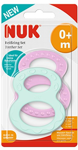NUK Beißring Set mit verschiedenen Oberflächen, ab 0 Monaten, 2 stück, mehrfarbig