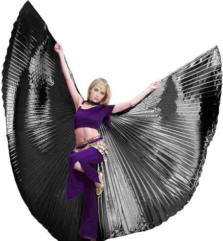 Wuchieal Isis Wings Bauchtanz, Engelsflügel für Karneval & Halloween, inkl. Stäben und Tasche