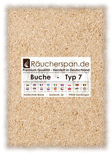 Räucherspan.de - Räucherspäne aus Buchenholz Typ 7 2kg, 0,5-1,5mm, für Räucherschnecke und Räucherschrank