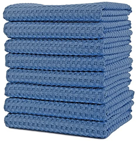 Polyte Ultrapremium - Rengöringsduk för kök och disk - våffelbindning - mikrofiber - 8-pack - blå - 40 x 71 cm