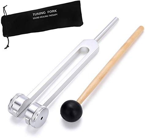 Bysameyee stämgaffel 128 Hz, C-128 frekvens aluminiumlegering medicinsk icke-magnetisk stämningsgaffel för läkning med Taylor slagverk hammare klubba