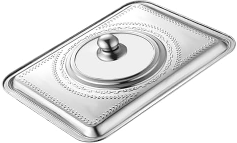 YARNOW Edelstahldeckel Universaldeckel Rechteckiger Anti Hot Topfdeckel Glas Pfannendeckel für Kochtopf Auflauf Töpfe Gusseisen Pfanne Bratpfanne Küche Zubehör 36x27CM Silber Transparent