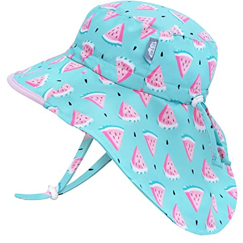 JAN & JUL Wide Brim Unisex Sun-Hat for Kids Water-Repellent (XL: 5-12 Years, Watermelon)