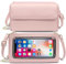 HNOOM Borsa a Tracolla per cellulare Portafoglio, da Donna Bloccaggio RFID, Piccola Portamonete con Finestra Touch Screen (Rosa)