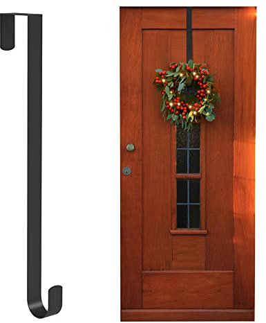 ANSIO Colgador de corona de Navidad, 38 cm, soporte de corona de metal para decoración de Navidad, paquete de 1, color negro