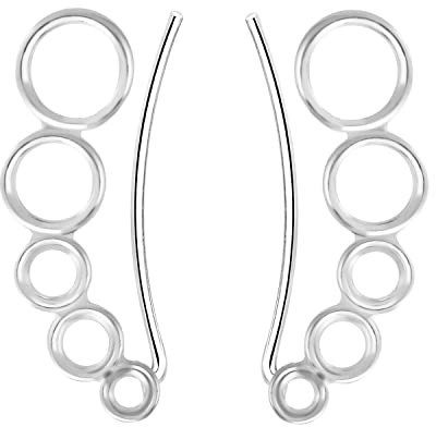LÖB Damen Ohrklemme 925 Sterling Silber Kreise Bogen Ear Cuff Ohrringe Ohrstecker Ohrmanschette Ohr Kletterer Set Lang