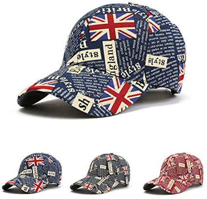 XGOPTS Union Jack Baseball Cap GB UK Great Britain Flag Print Hat - Summer Cotton Sun Hat Adjustable UV-Protection Cap - Sports Events Souvenir Gift Football Rugby (55-58cm)