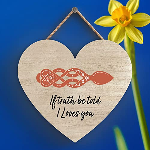 Global Designs If Truth Be Told I Loves You Welsh Love Spoon Wooden Heart Hanging Plaque