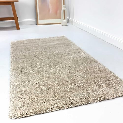 Wecon Home Kuschelig weicher Esprit Hochflor Teppich, bestens geeignet fürs Wohnzimmer, Schlafzimmer und Kinderzimmer RELAXX (130 x 190 cm, Creme beige meliert)
